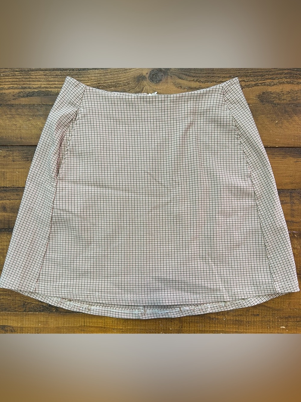 Altar'd State Pink and Brown Mini Check Skirt